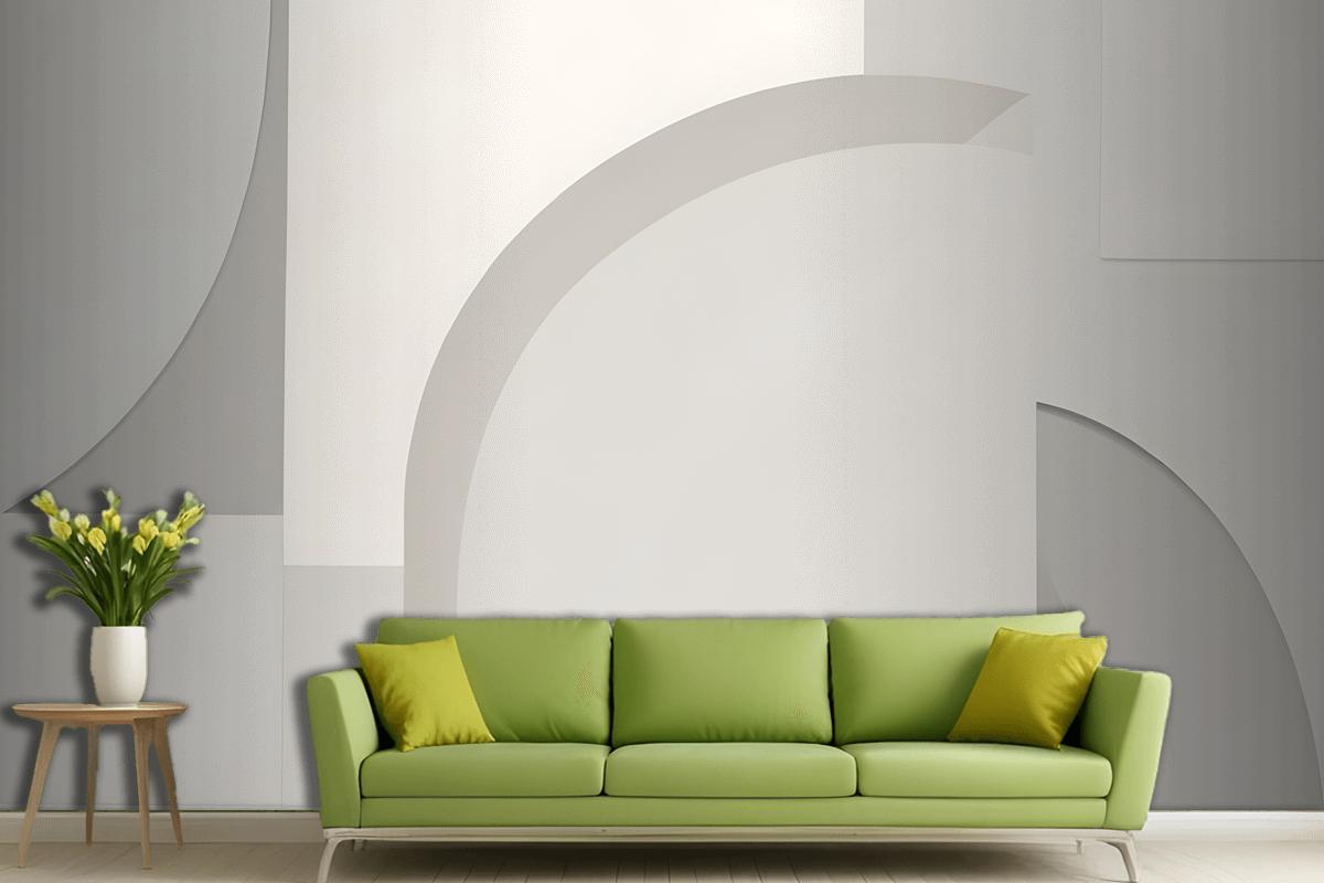 White And Neutral Abstract Shapes Wallpaper Mural