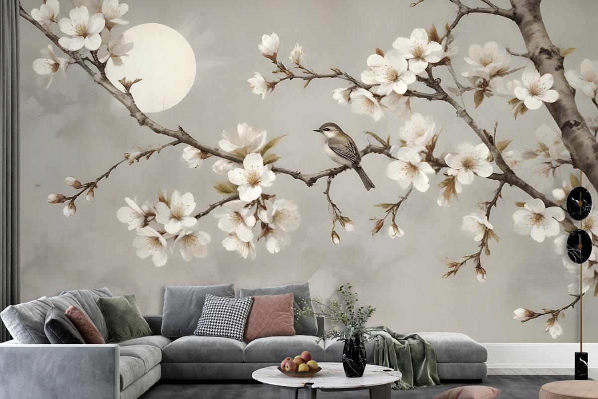 White Plum Blossom Wallpaper Mural