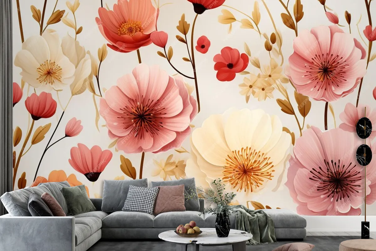 Wild Flowers Seamless Pattern Wallpaper Mural