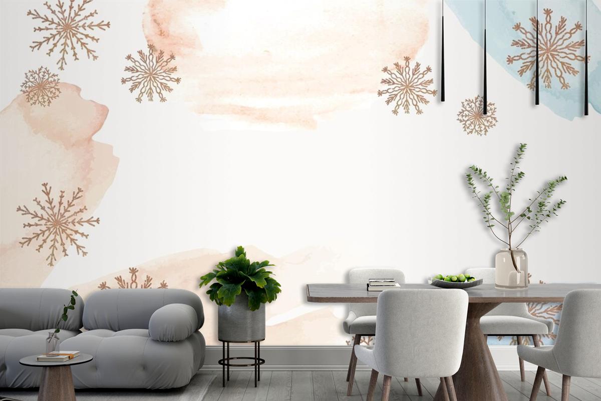 Winter Background With Snowflakes Wallpaper Mural