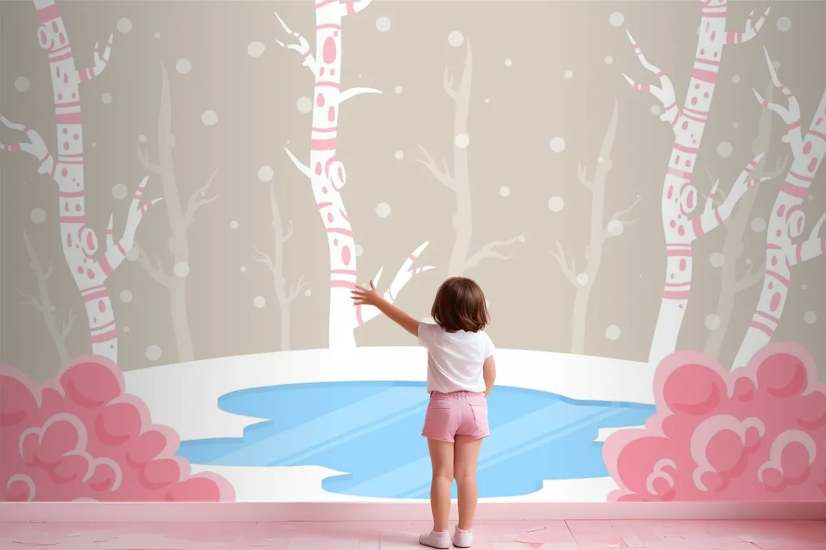 Winter Concept In Hand Drawn Wallpaper Mural