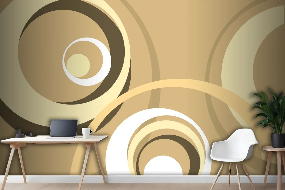 Retro Background With Circular Wavy Shapes Wallpaper Mural