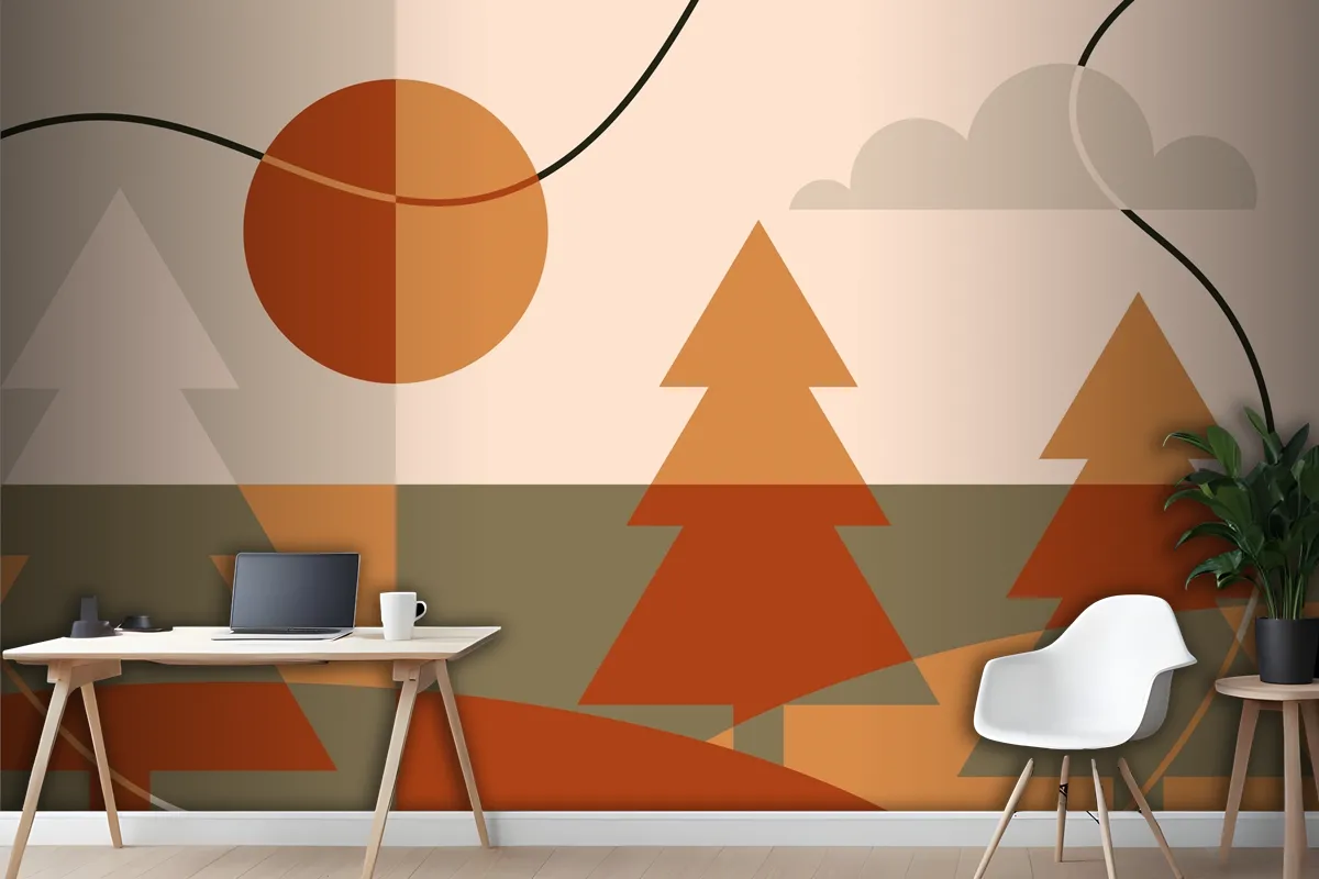 Flat Design Soft Earth Tones Background Wallpaper Mural