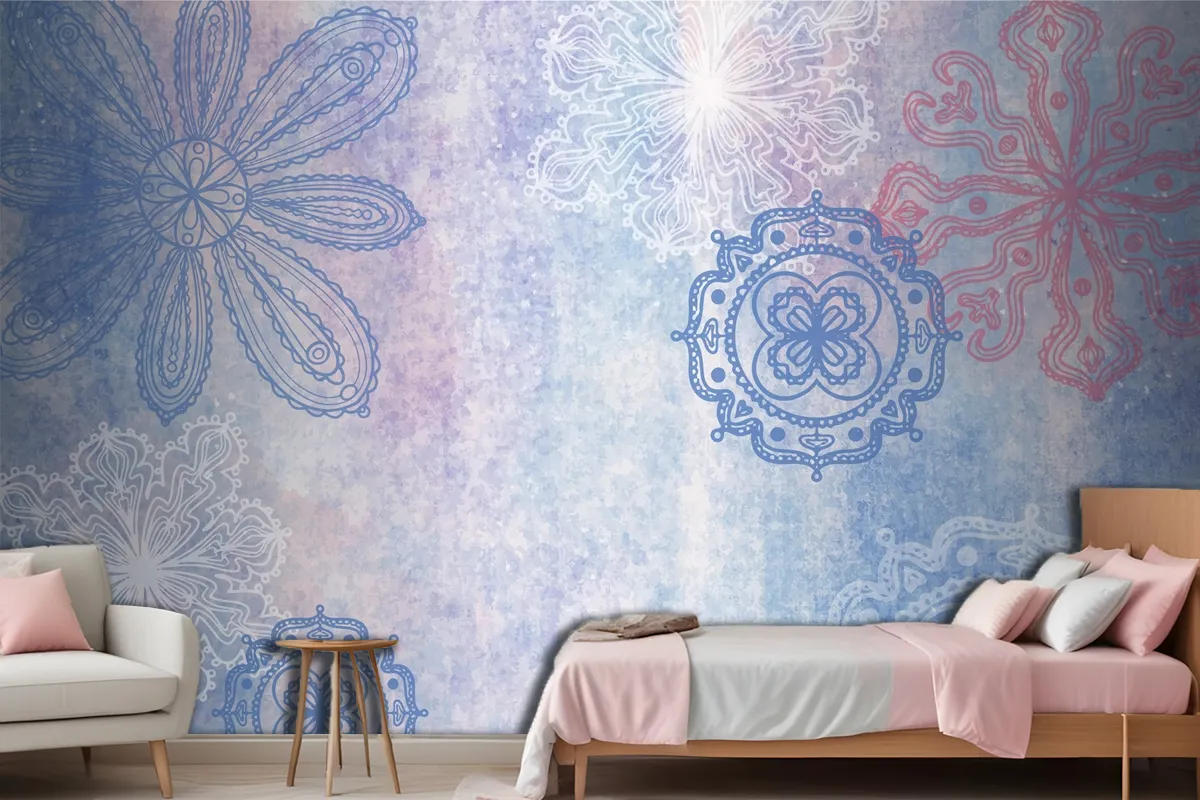 Watercolor Background With Hand Drawn Elements Wallpaper Mural