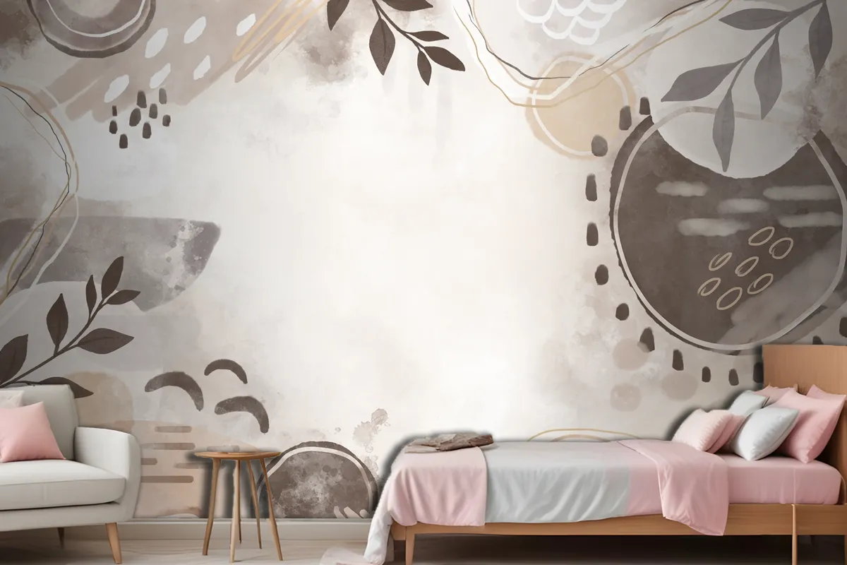 Watercolor Neutral Earth Tones Wallpaper Mural