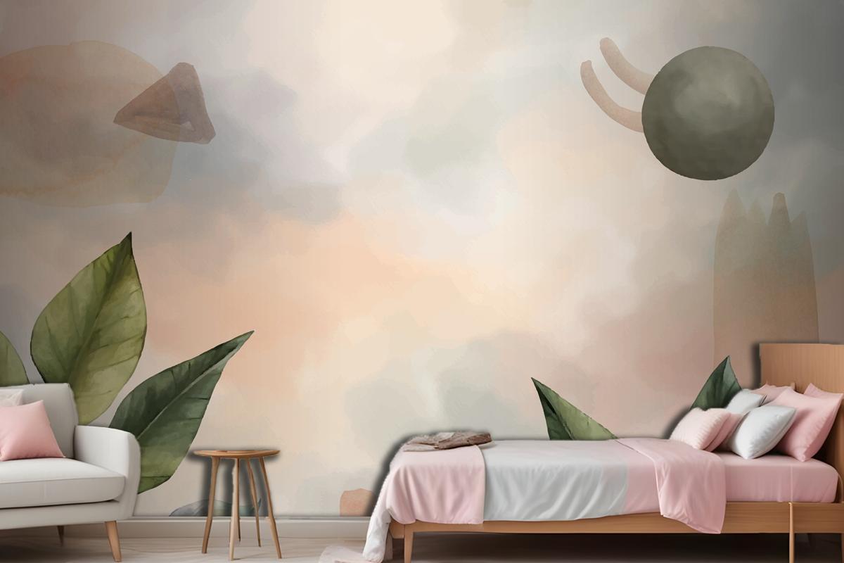 Watercolor Soft Earth Tones Background Wallpaper Mural