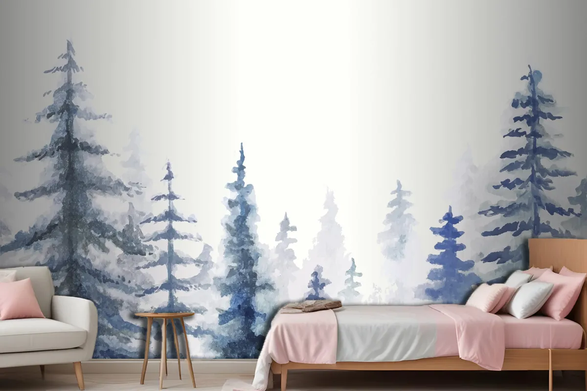 Hand Painted Watercolor Nature Background Wallpaper Mural