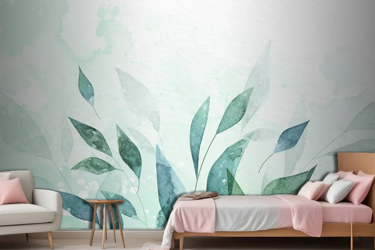 Hand Painted Watercolor Nature Background Wallpaper Mural