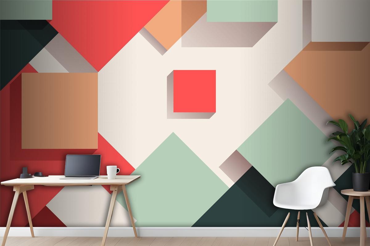 Flat Geometric Background Office Wallpaper Mural