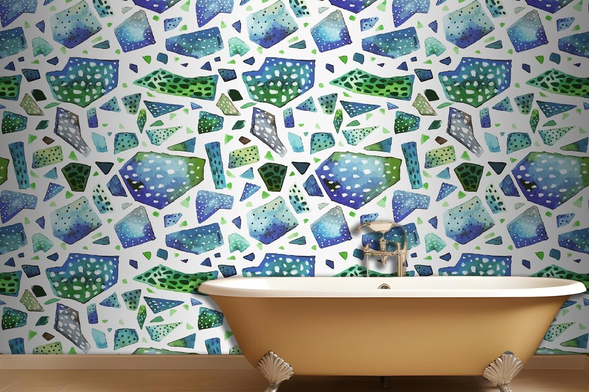 Hand Painted Colorful Terrazzo Pattern Wallpaper Mural