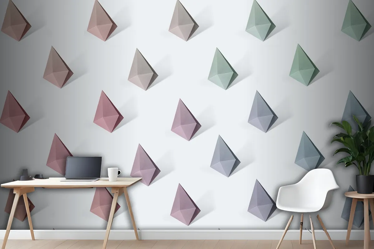 Colorful Paper Craft Diamond Shape Patterned Wallpaper Mural