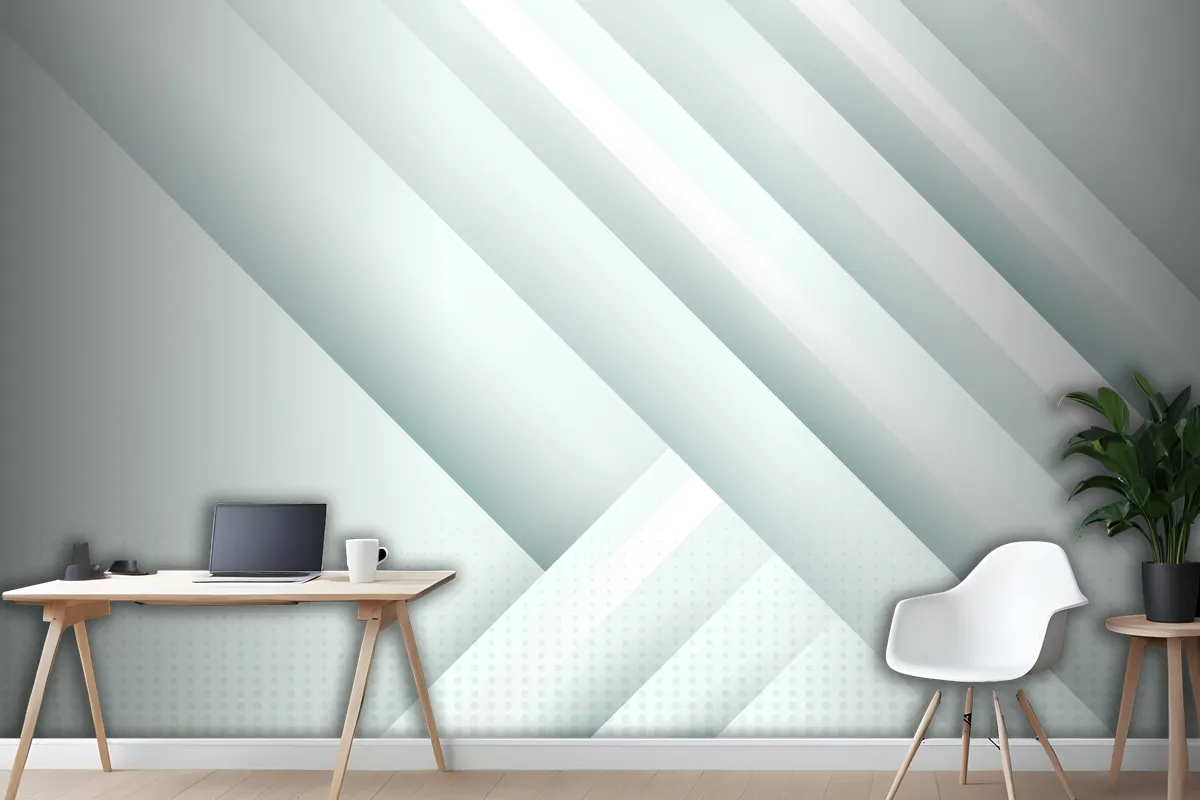 Gradient White Monochrome Office Wallpaper Mural