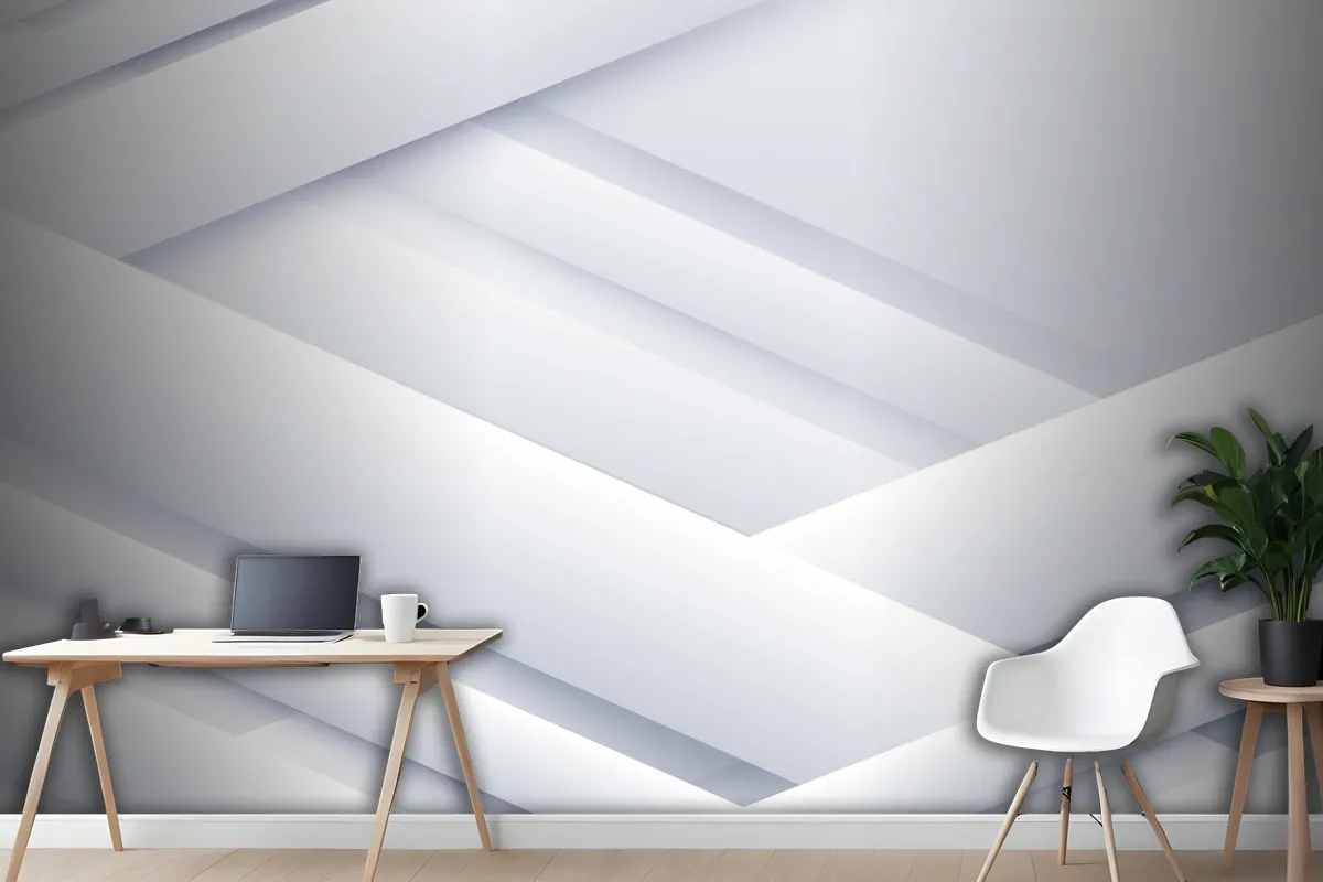 Paper Style White Monochrome Wallpaper Mural