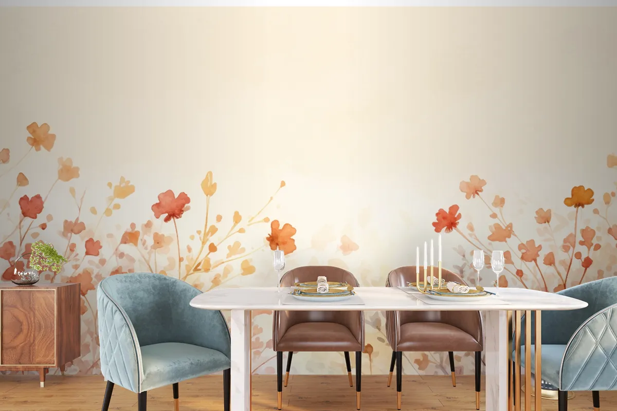 Watercolor Frame Autumn Leaves Background Wallpaper Mural