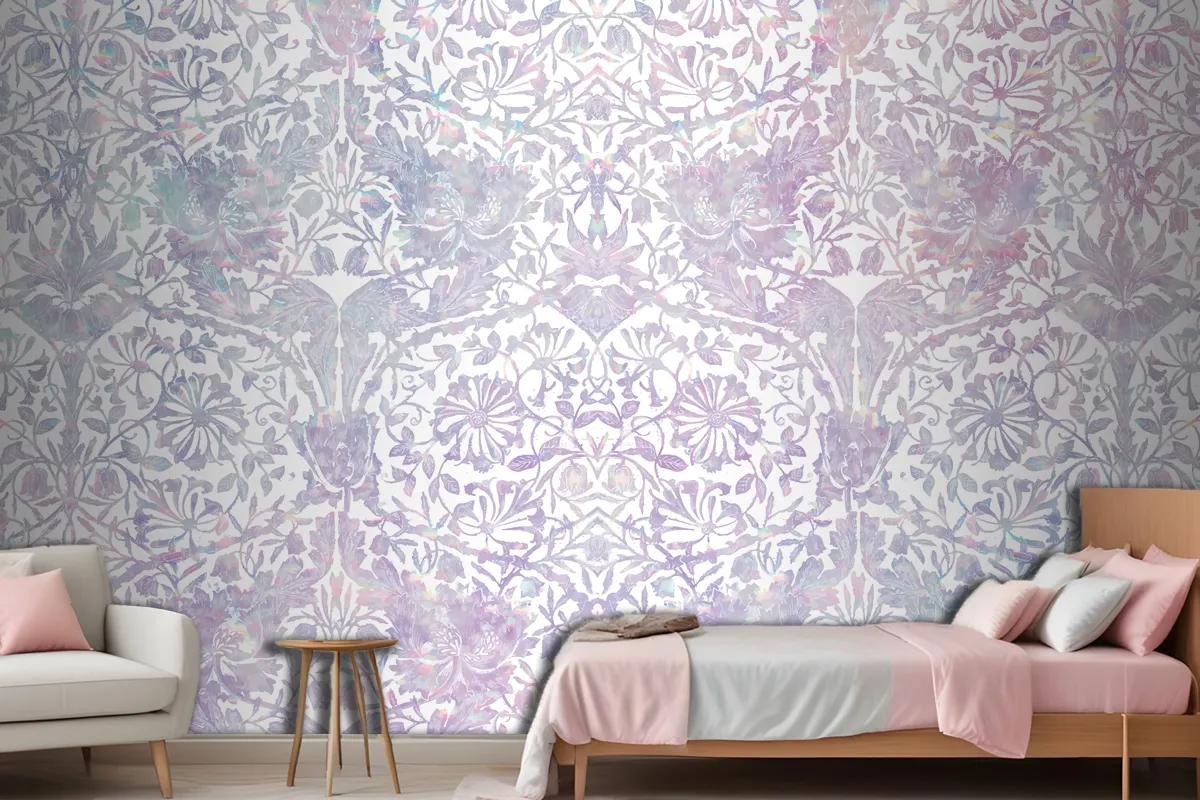 Vintage Floral Holographic Pattern Wallpaper Mural