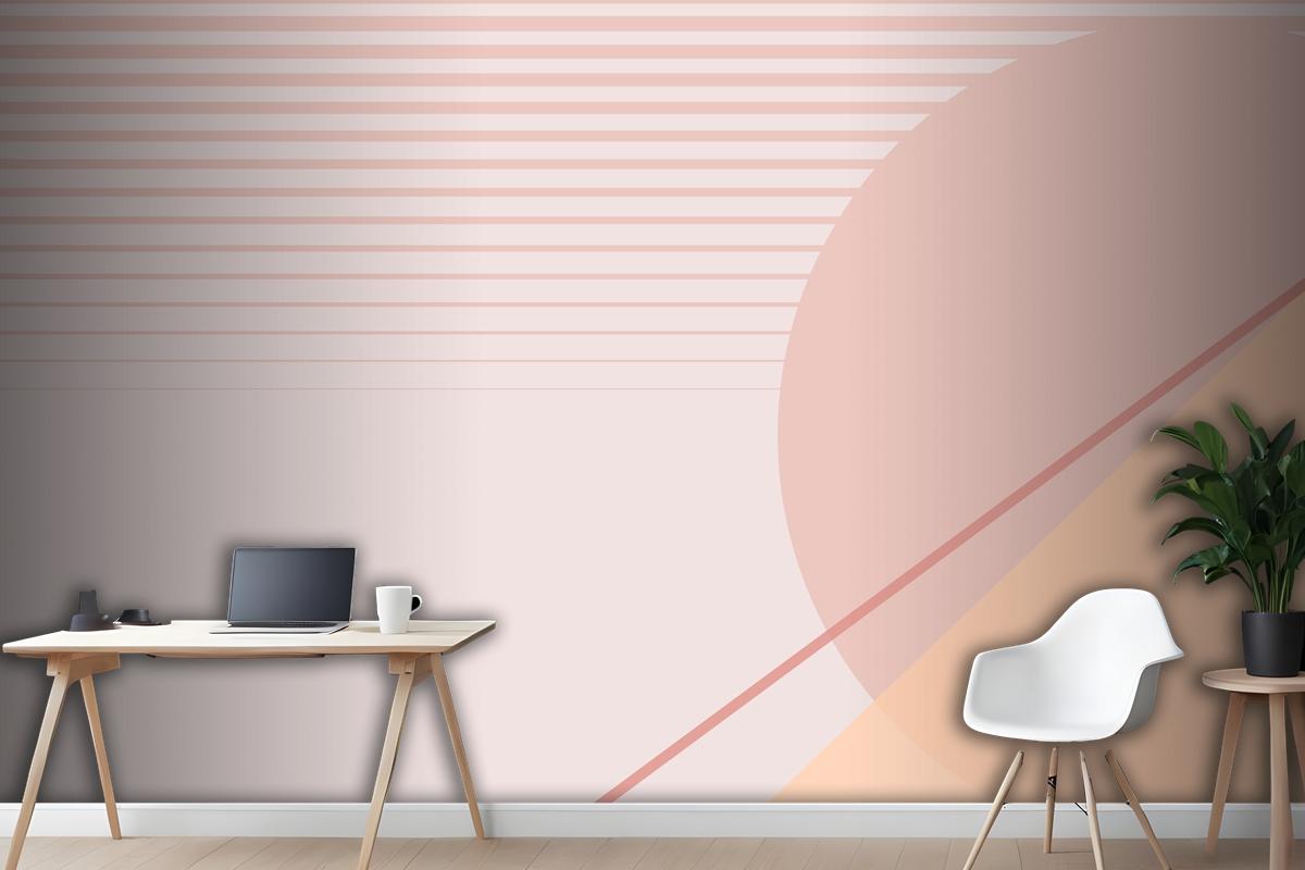 Moon Geometric Scenery Background In Pastel Pink And Orange Wallpaper Mural