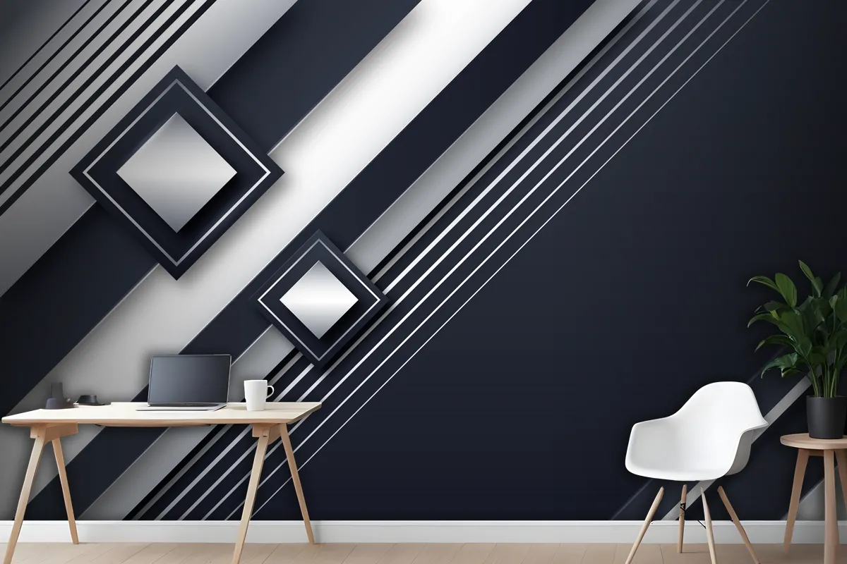 Gradient Silver Background Office Wallpaper Mural