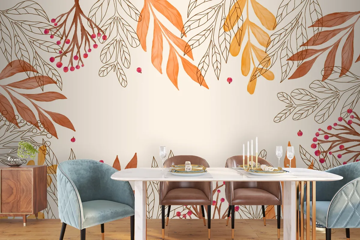 Watercolor Autumn Background Wallpaper Mural