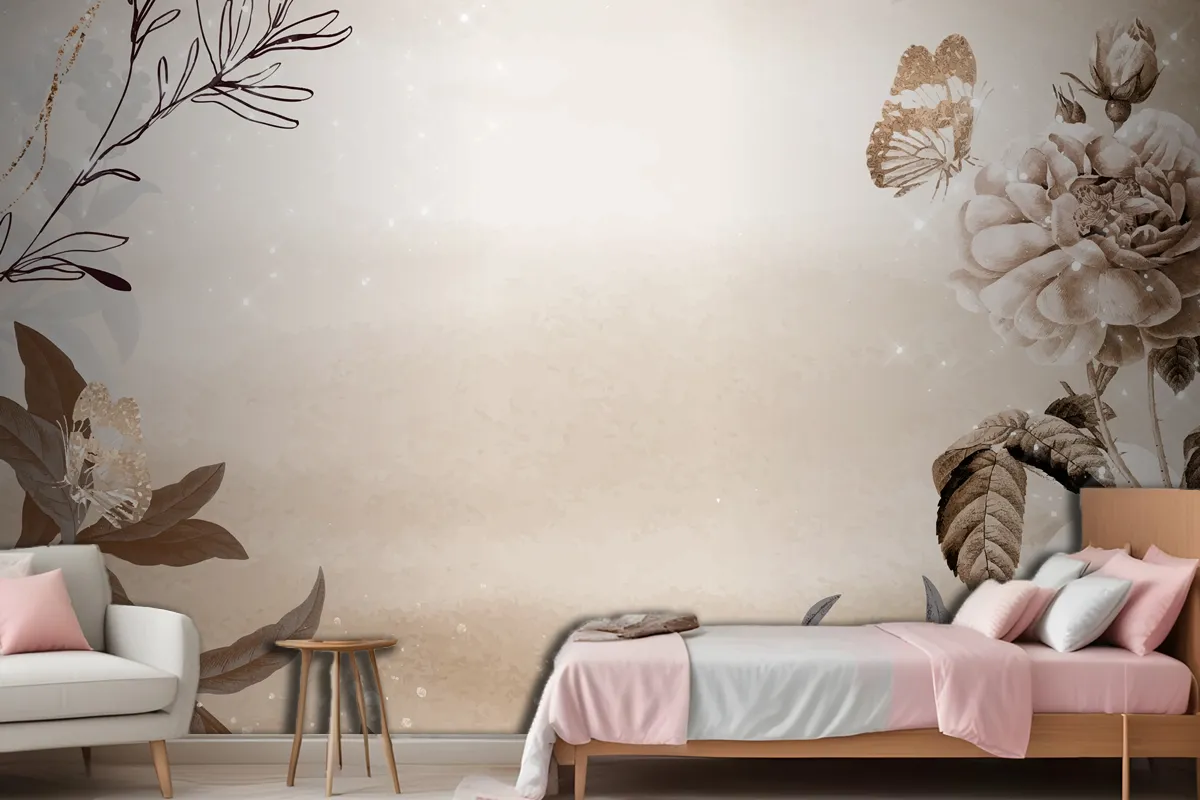 Flower Background Aesthetic Border Wallpaper Mural