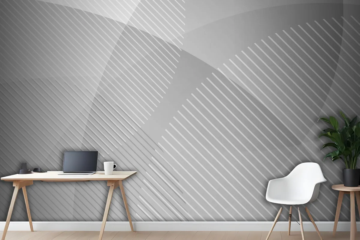 Abstract White And Gray Geometric Circles Layer Transparency Wallpaper Mural