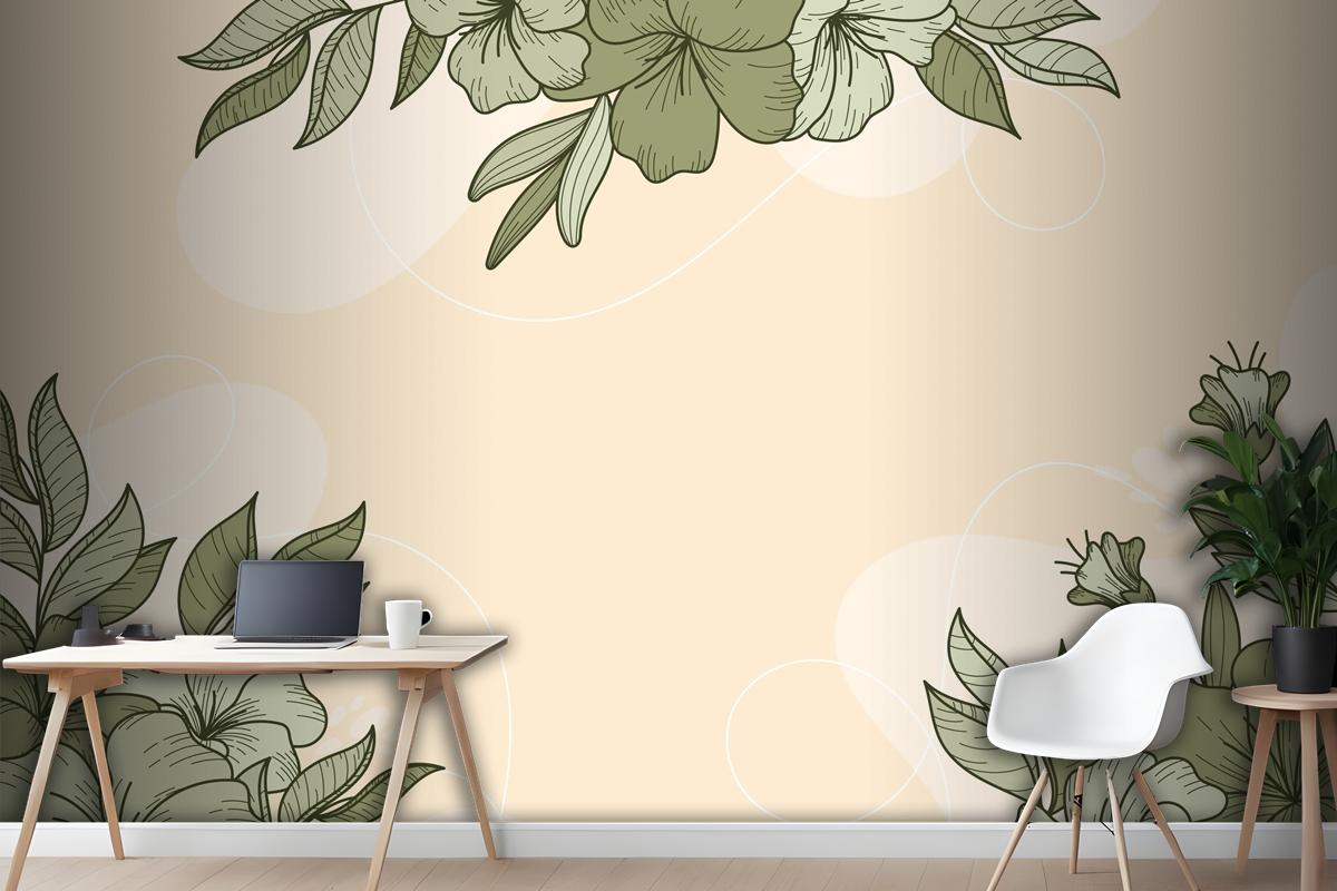 Floral Linear Design Background Wallpaper Mural