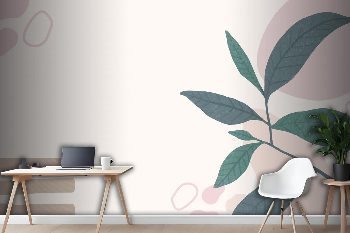 Aesthetic Pastel Botanical Abstract Office Wallpaper Mural