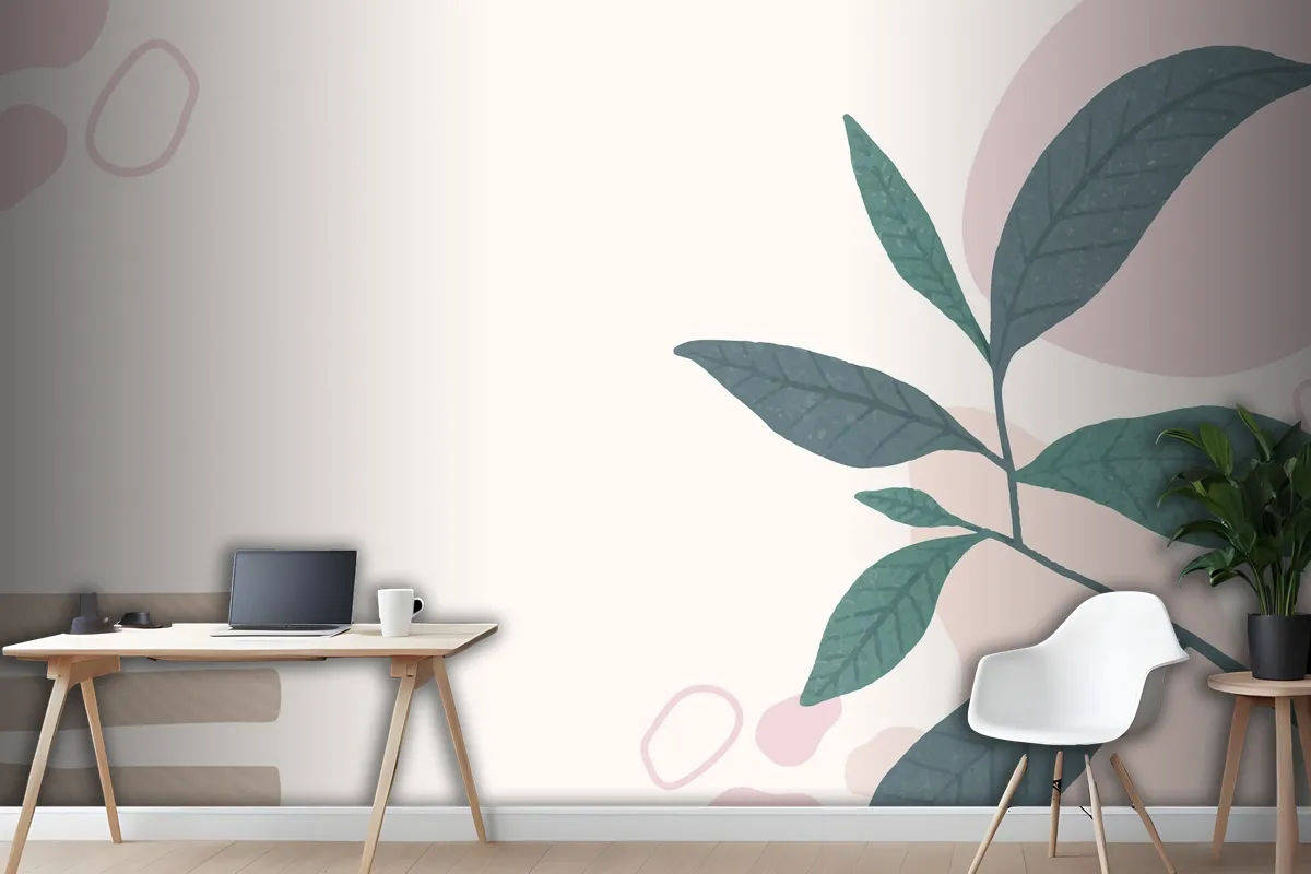 Aesthetic Pastel Botanical Abstract Office Wallpaper Mural