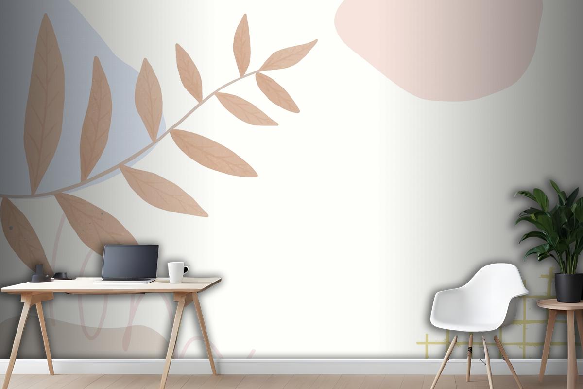 Aesthetic Pastel Botanical Abstract Wallpaper Mural