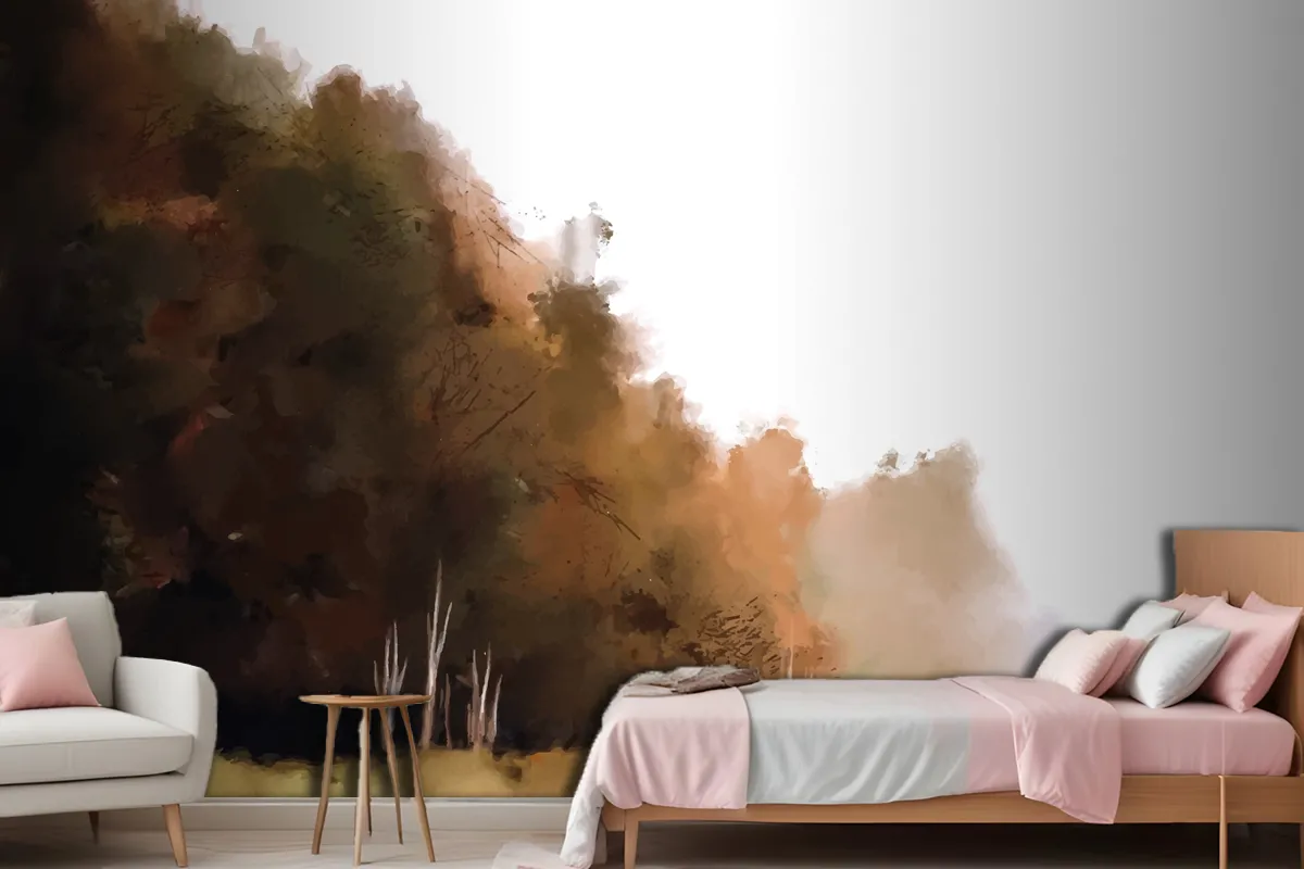 Watercolor Autumn Landscape Wallpaper Mural