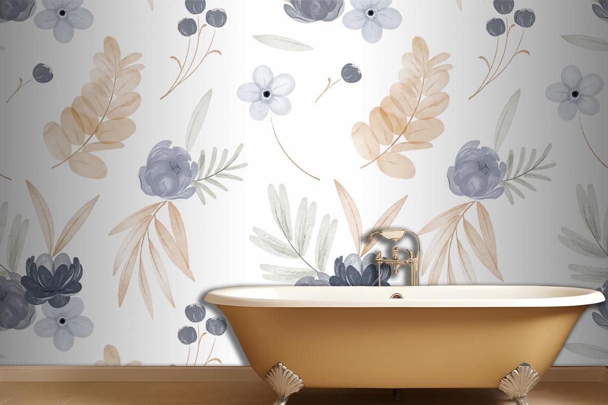 Watercolor Floral Pattern Wallpaper Mural