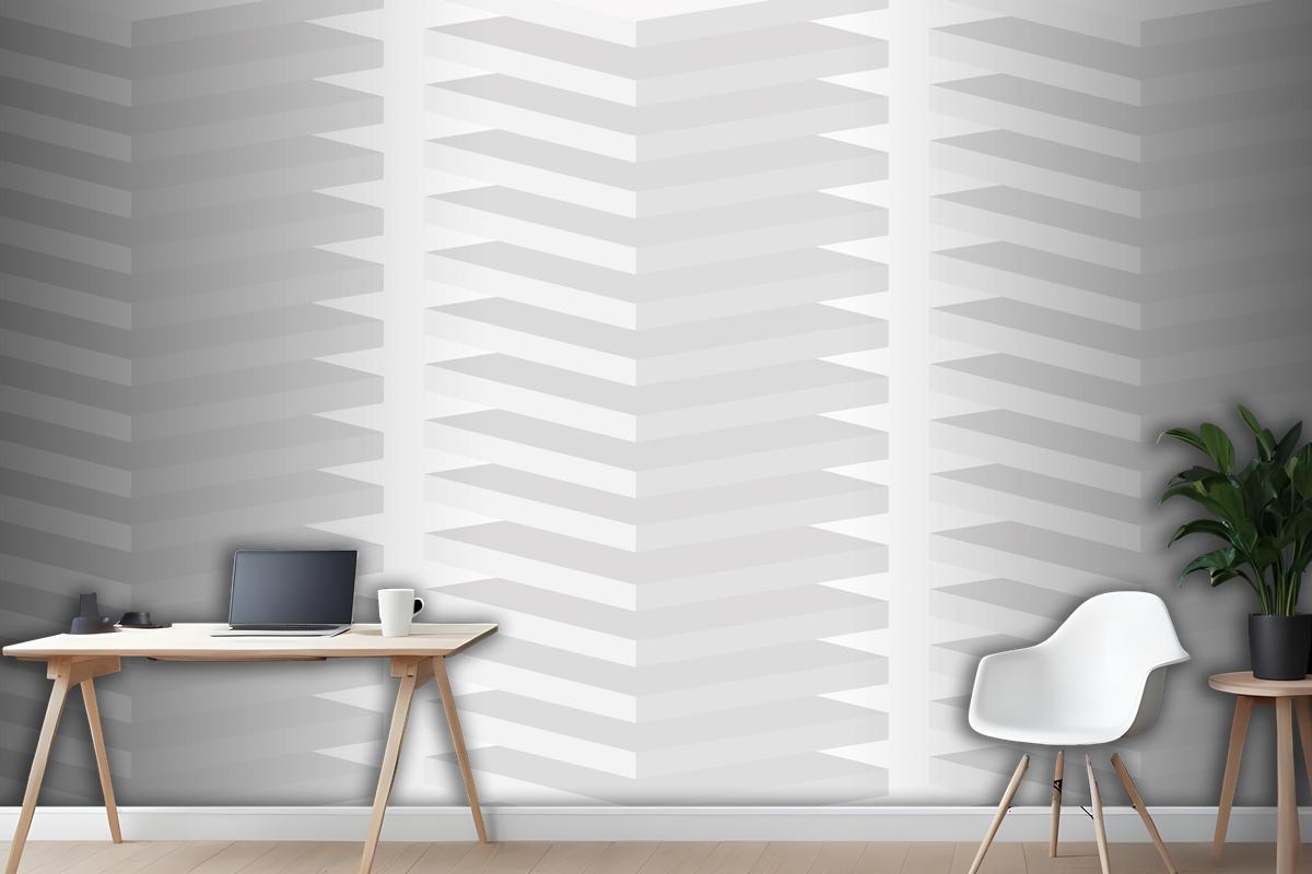 Geometric Pattern Background White Minimal 3D Design Wallpaper Mural