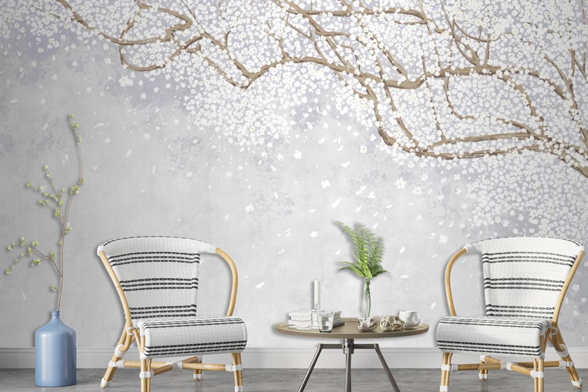 Tree And Branches On The Old Vintage Wallpaper Mural