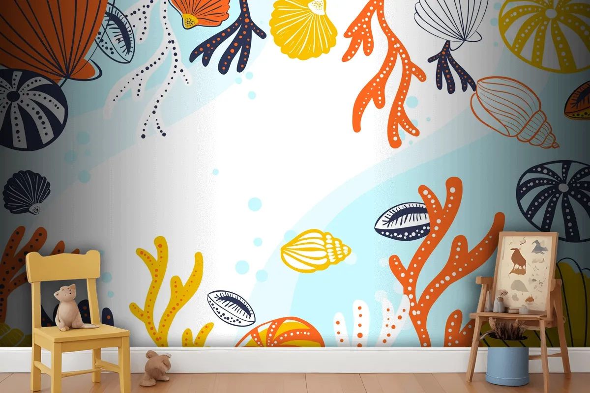 Hand Drawn Aquatic Background Wallpaper Mural