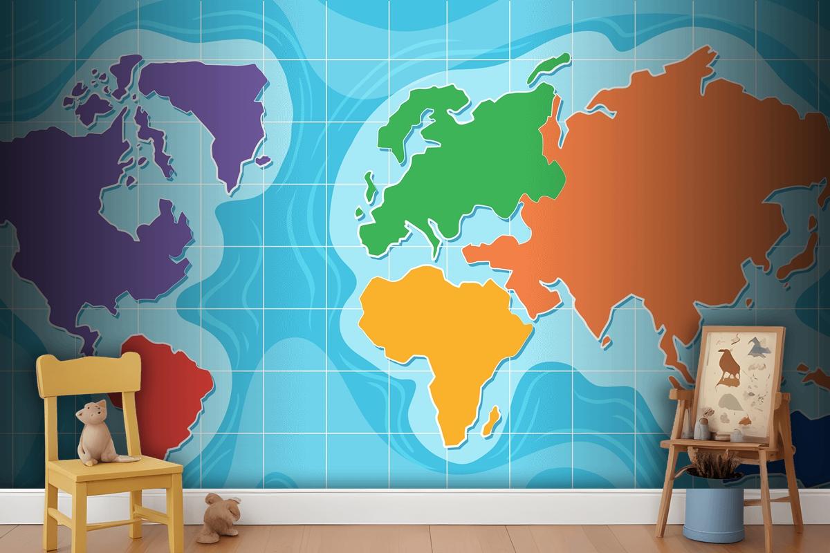 Aerial View Of World Map Wallpaper Mural