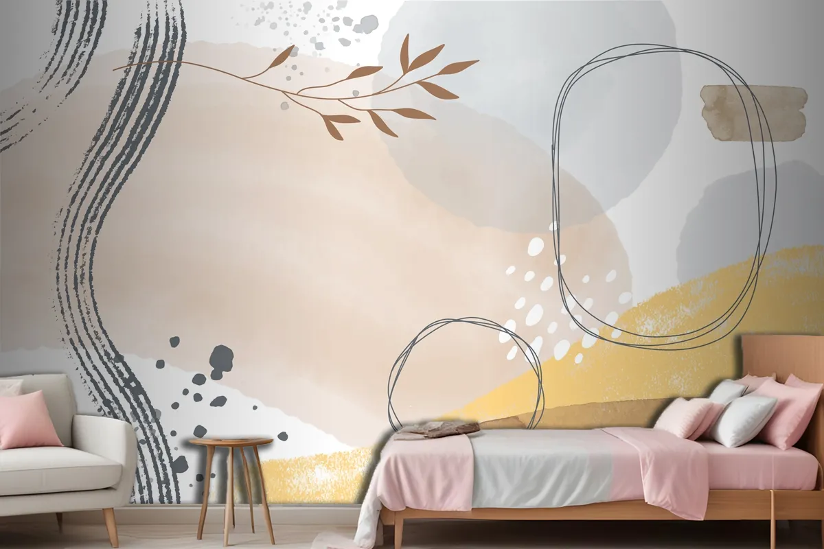 Watercolor Abstract Doodle Background Wallpaper Mural