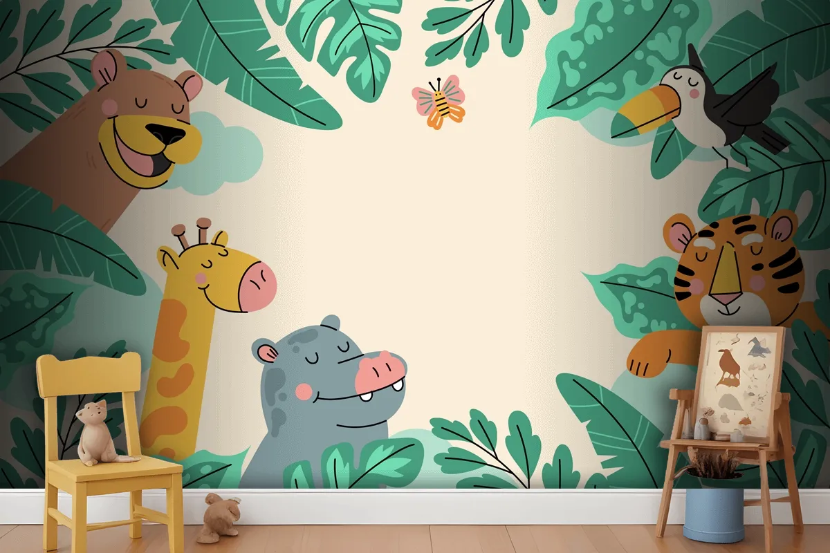 Hand Drawn Wildlife Background Wallpaper Mural