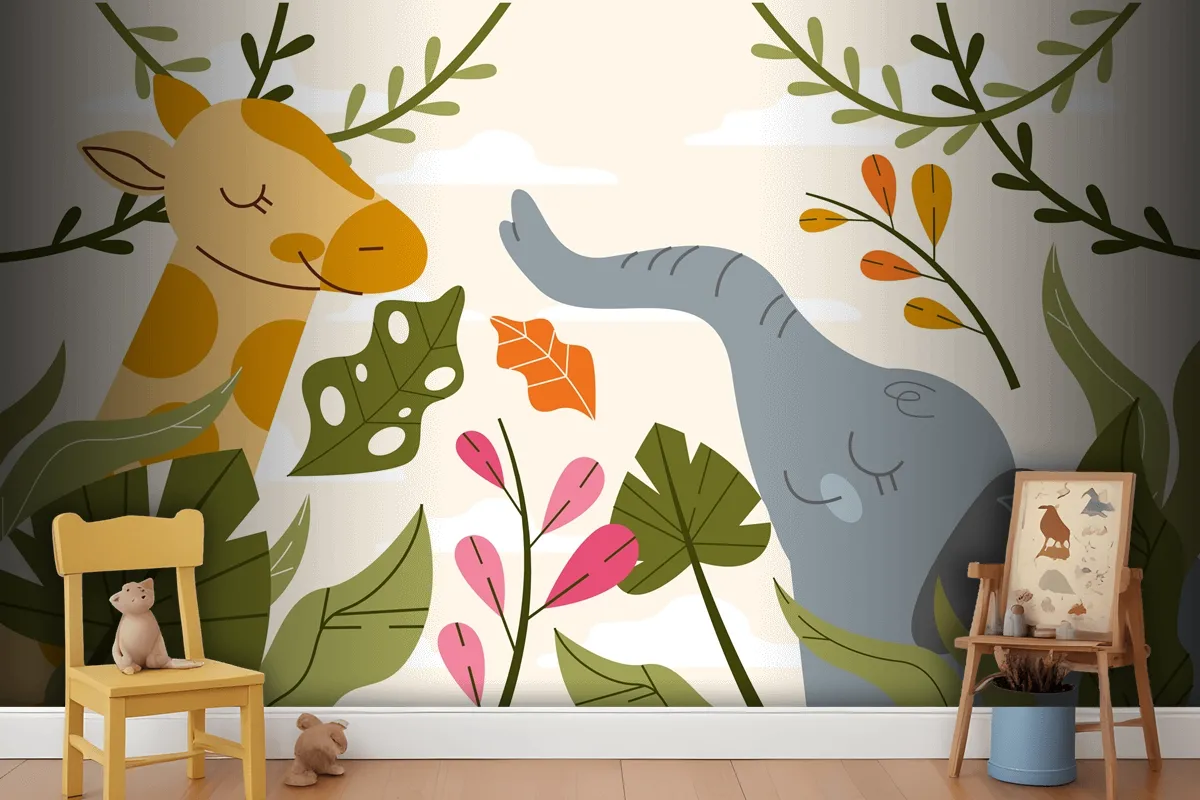 Hand Drawn Wildlife Background Wallpaper Mural