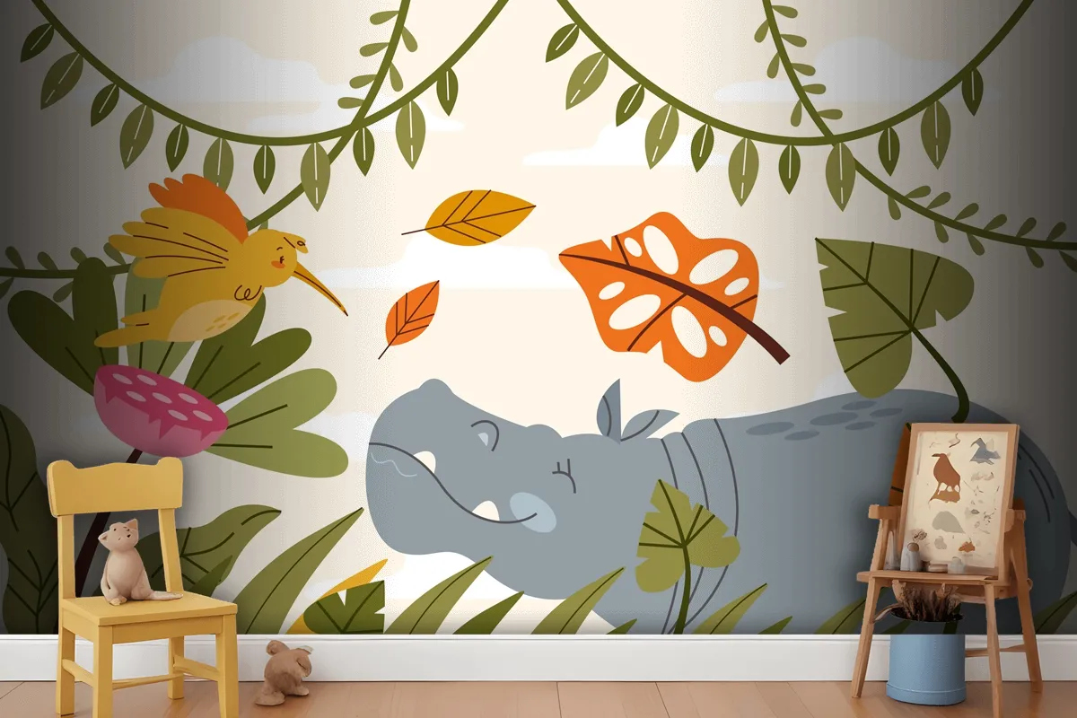 Hand Drawn Wildlife Background Wallpaper Mural