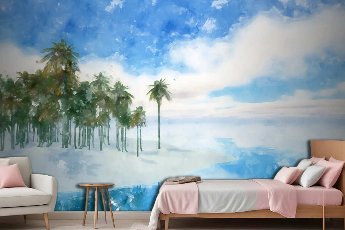 Watercolor Summer Tropical Wallpaper Mural