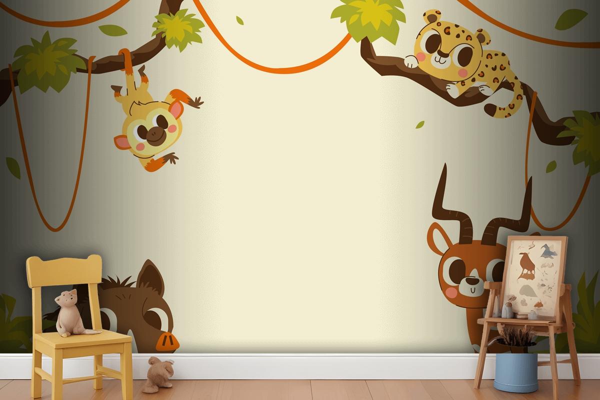 Hand Drawn Wildlife Background Wallpaper Mural