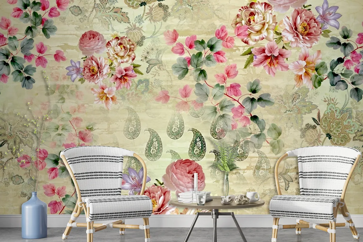 Beautiful Floral Pattern Wallpaper Mural