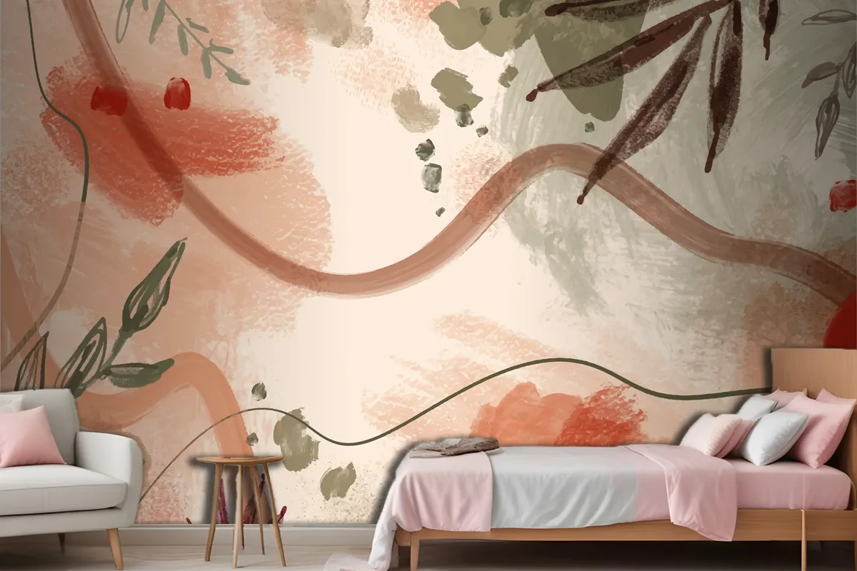 Watercolor Terracotta Pattern Design Wallpaper Mural