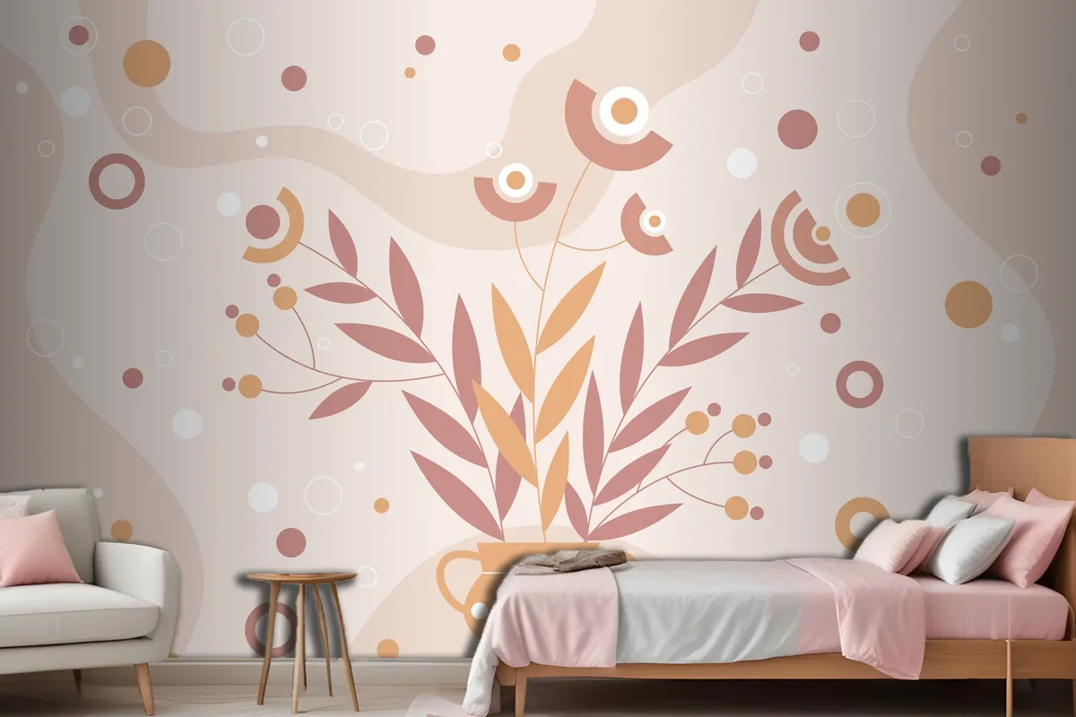 Hand Drawn Terracotta Background Wallpaper Mural