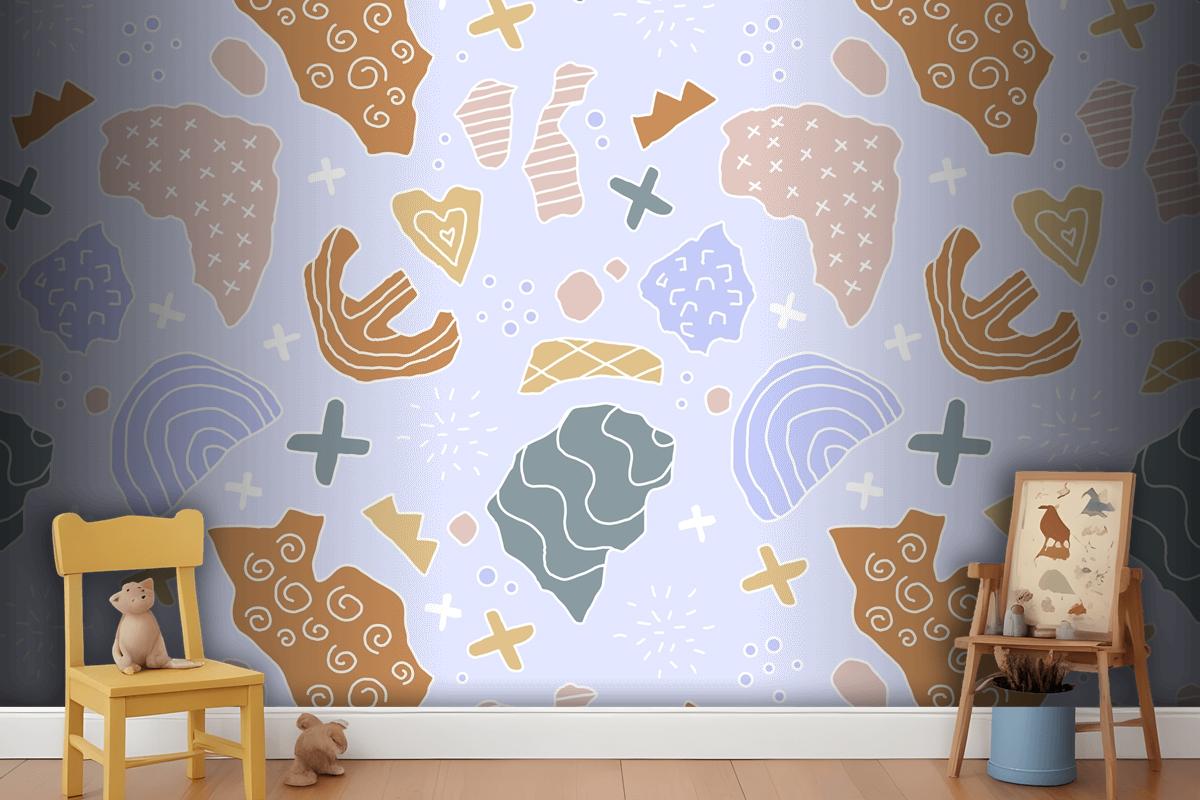 Hand Drawn Cutout Collage Pattern Wallpaper Mural