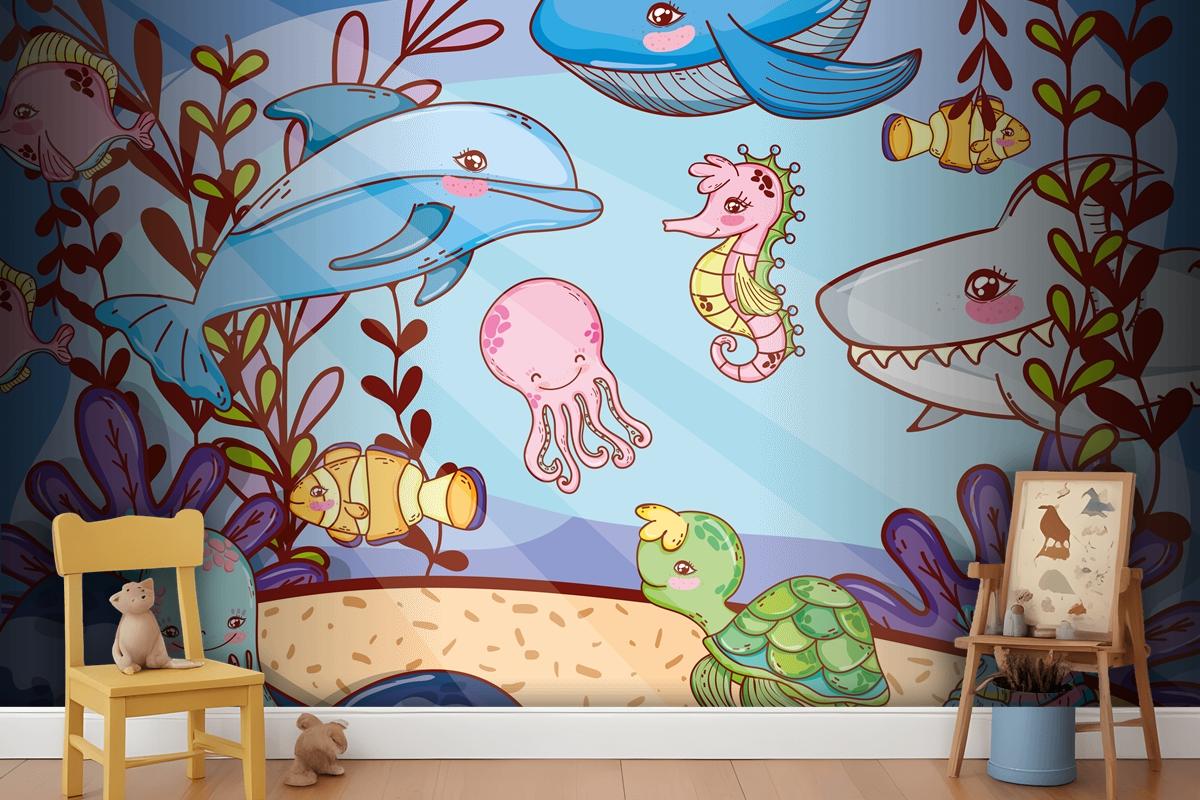 Aquatic Marine Life Wallpaper Mural