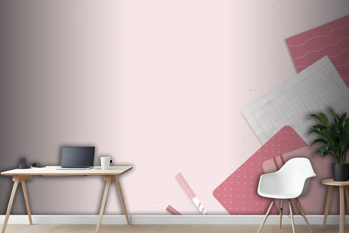 Pink Notepad Planner Set Wallpaper Mural