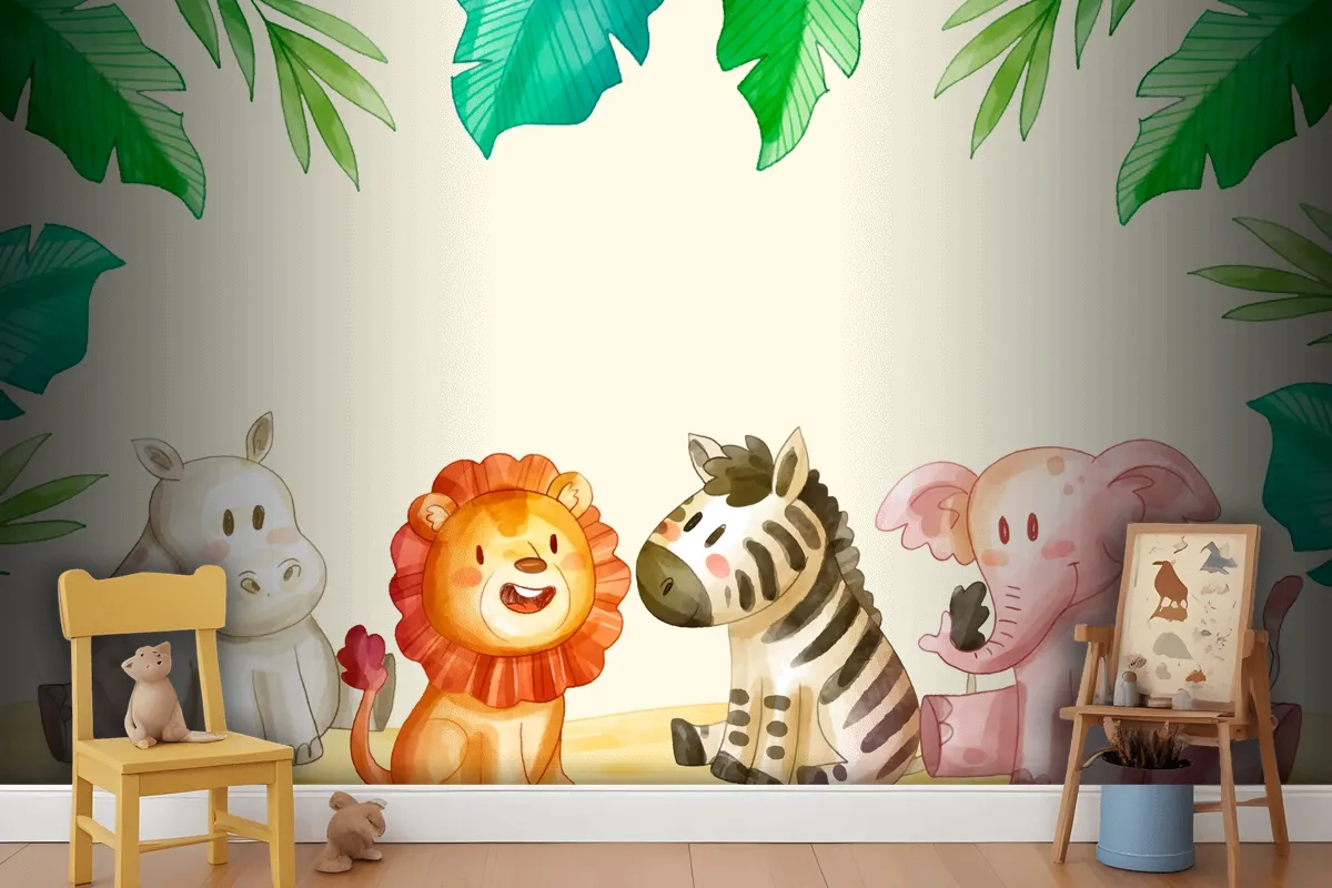 Watercolor Safari Background Wallpaper Mural