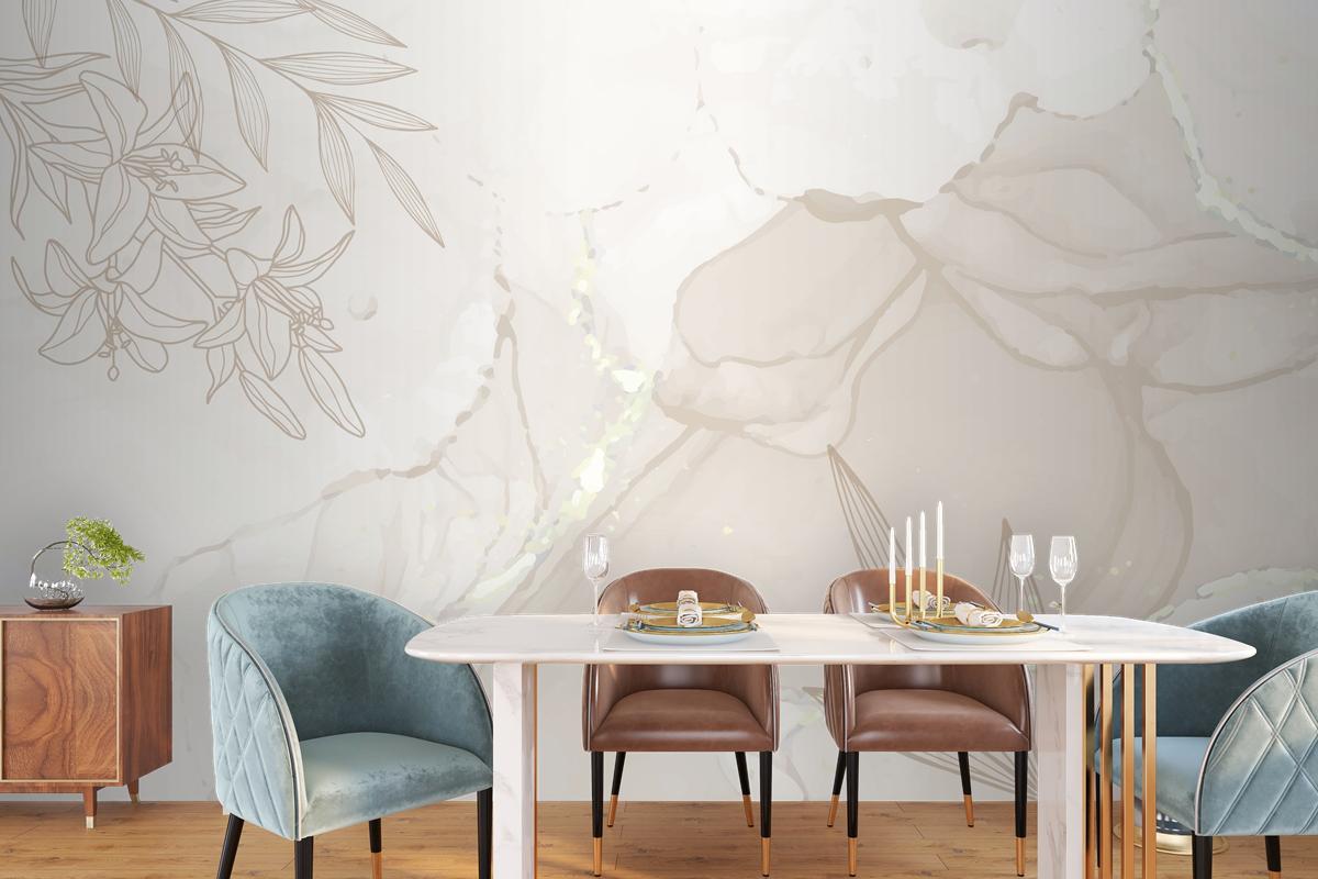 Watercolor Floral And Leaf Background For Banner And Frame Wallpaper Mural