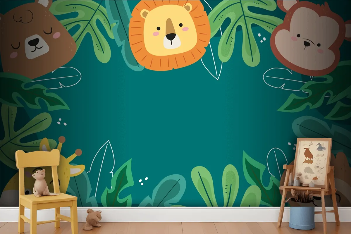 Flat Background For World Wildlife Day With Flora And Fauna Wallpaper Mural