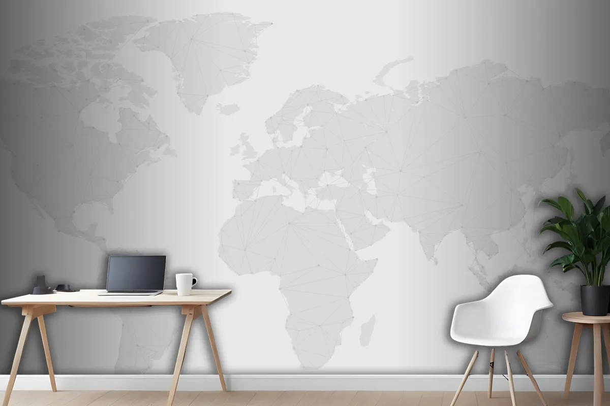 Worldwide Connection Gray Background Wallpaper Mural